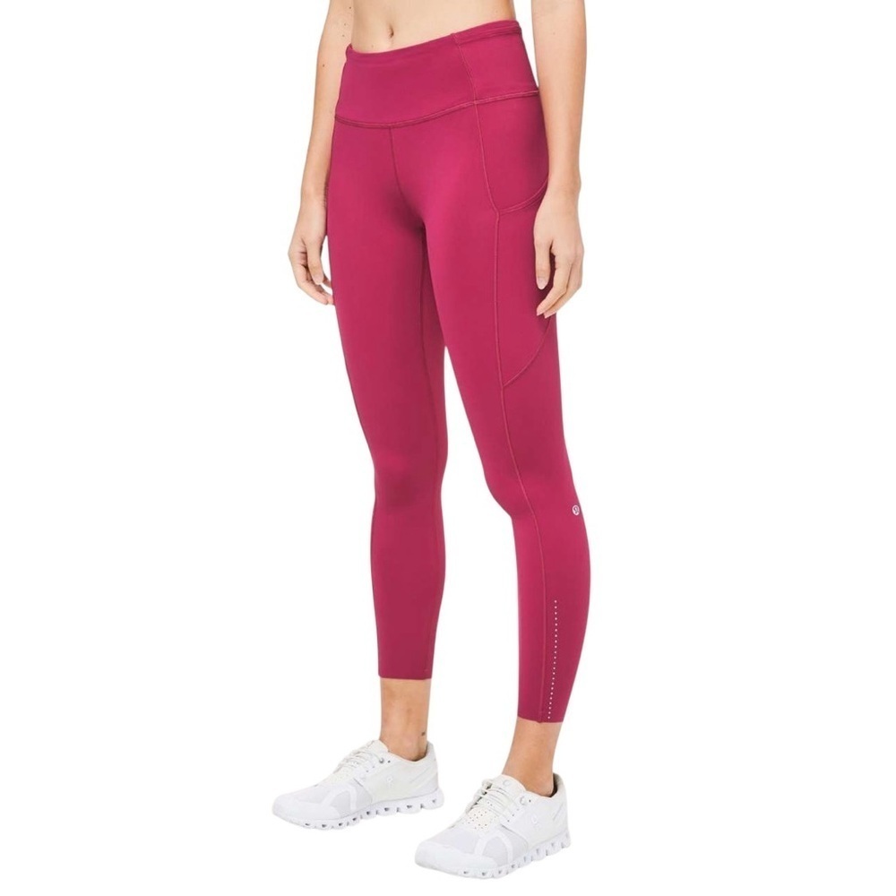 Lululemon Fast and Free High-Rise Leggings 25" Pink Nulux Sz 4